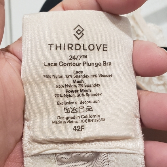 ThirdLove 24/7 Lace Sea Salt Contour Plunge Bra - Sz 42F US/UK - Picture 5 of 9